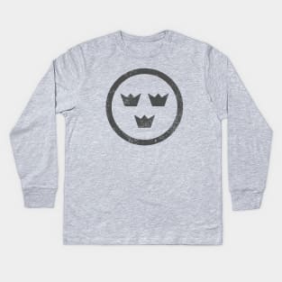 Swedish Air Force Roundel (distressed) Kids Long Sleeve T-Shirt